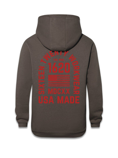 Stacked Logo Work Hoodie Sweatshirts 1620 workwear Granite Red Small