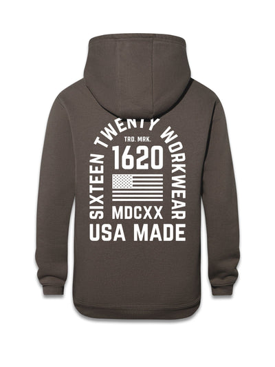 Stacked Logo Work Hoodie Sweatshirts 1620 workwear Granite White Small
