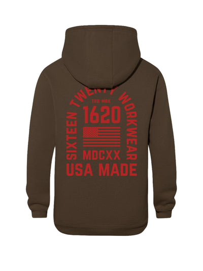 Stacked Logo Work Hoodie Sweatshirts 1620 workwear Dermitasse Red Small