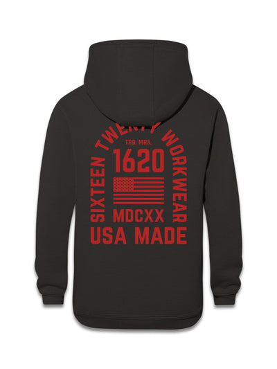 Stacked Logo Work Hoodie Sweatshirts 1620 workwear Black Red Small