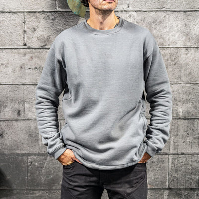 Male worker wearing The Crew Sweatshirt by 1620 Workwear in Grey