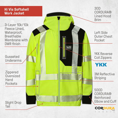 Hi Vis Softshell Work Jacket Jacket 1620 Workwear, Inc