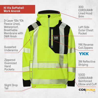 Hi Vis Softshell Work Anorak Jacket 1620 Workwear, Inc