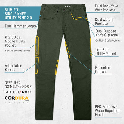 Slim Fit Single Knee Utility Pant 2.0 Pants 1620 Workwear, Inc