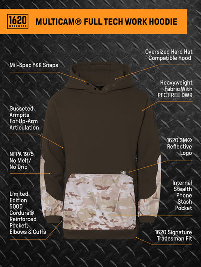 MultiCam® Full Tech Work Hoodie Sweatshirts 1620 workwear