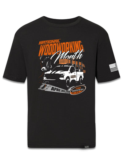 Woodworking Month 2025 T-Shirt Shirts 1620 Workwear, Inc Black Small