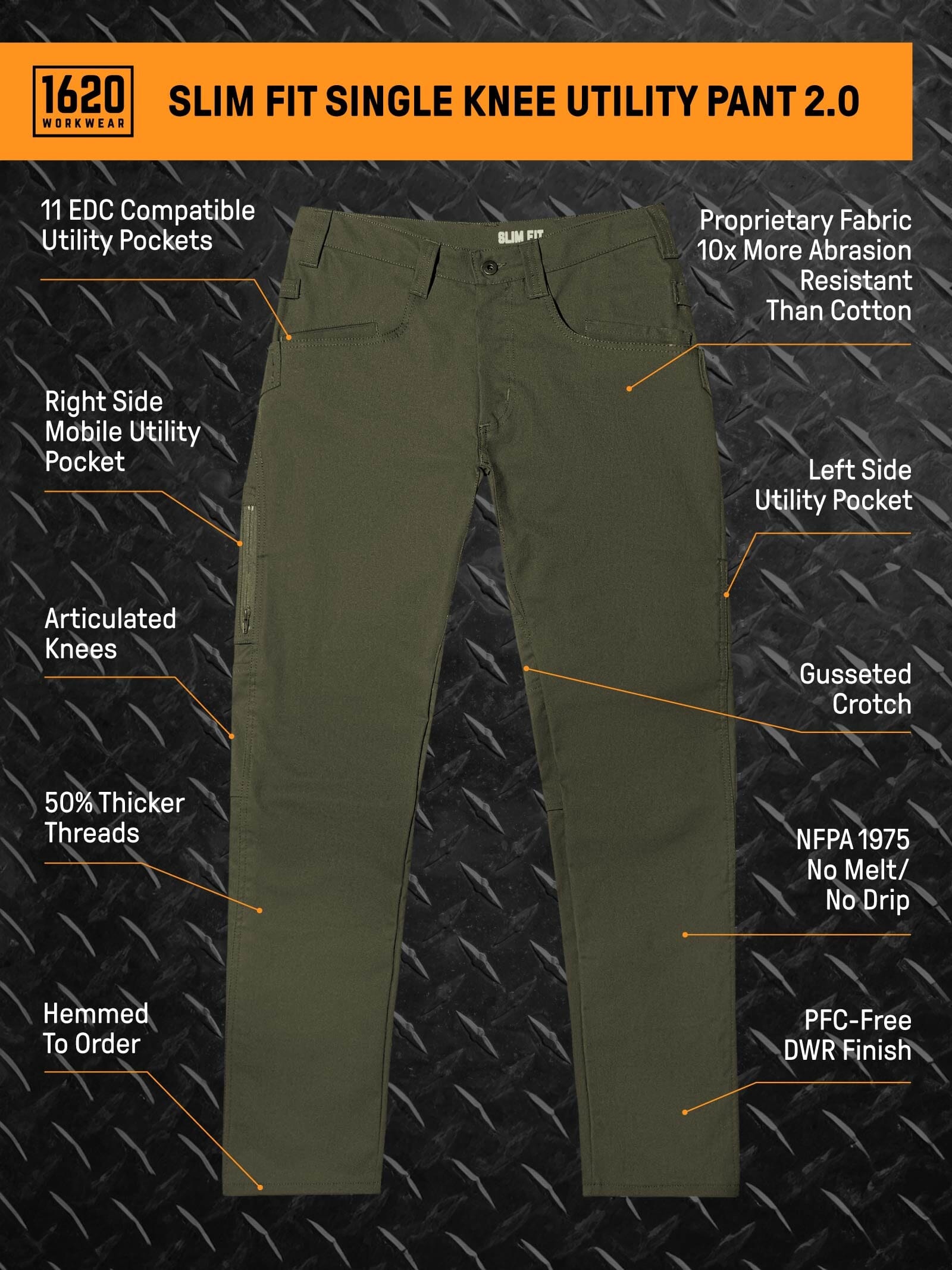 The 1620 Slim Fit Single Knee Utility Pant | Made in The U.S.A. Khaki / 30 by 1620 Workwear, Inc The 1620 Slim Fit Single Knee Utility Pant | Made in The U.S.A. Khaki / 30 by 1620 Workwear, Inc