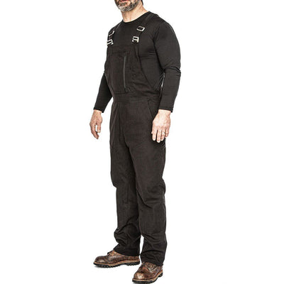 Side angle shot of worker wearing The Overall by 1620 Workwear in Meteorite