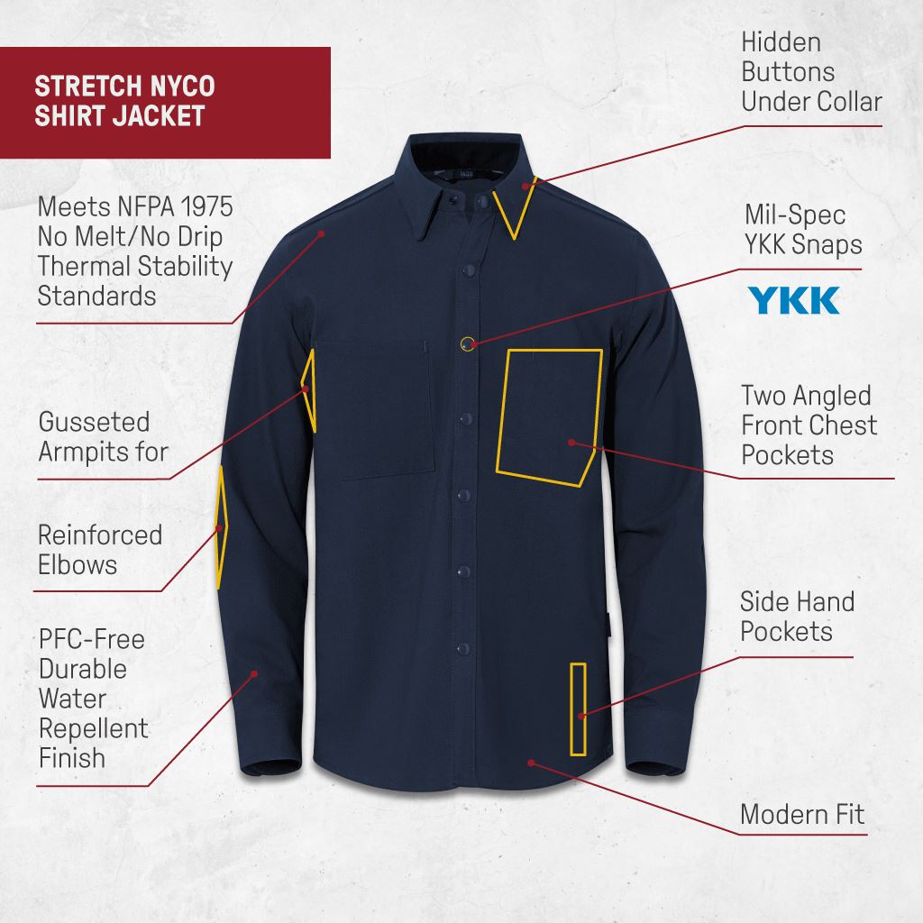 Stretch NYCO Snap Shirt Jacket - American Made Quality - 1620 Workwear, Inc