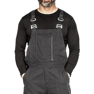 Torso close up of worker wearing The Overall by 1620 Workwear in Granite